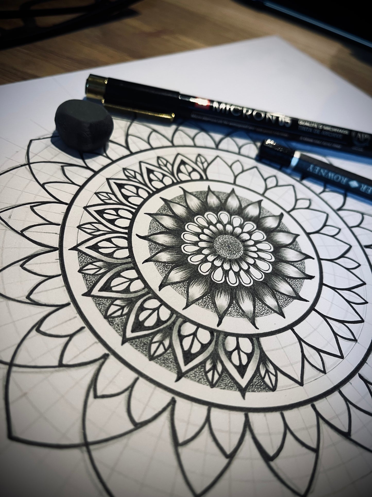 Elysian, Original Hand Drawn A4 Mandala
