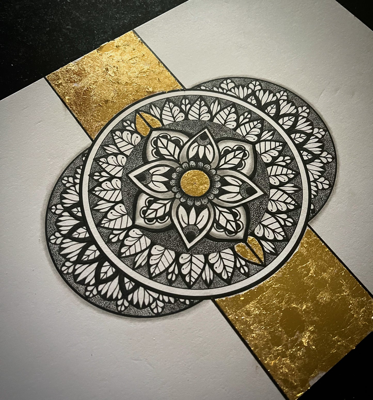 Lenity, Original Hand Drawn Gold Leaf A4 Mandala