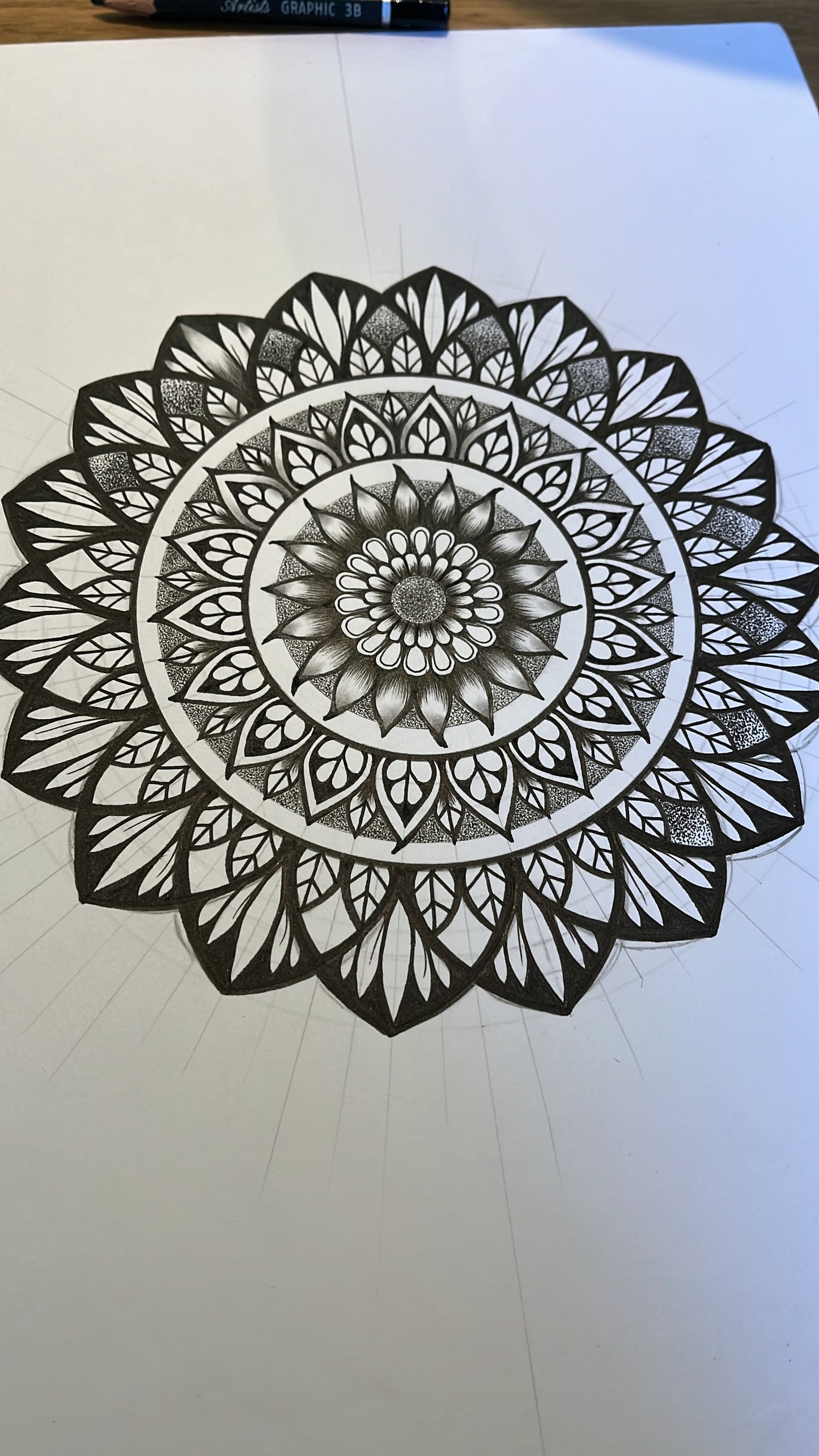 Elysian, Original Hand Drawn A4 Mandala
