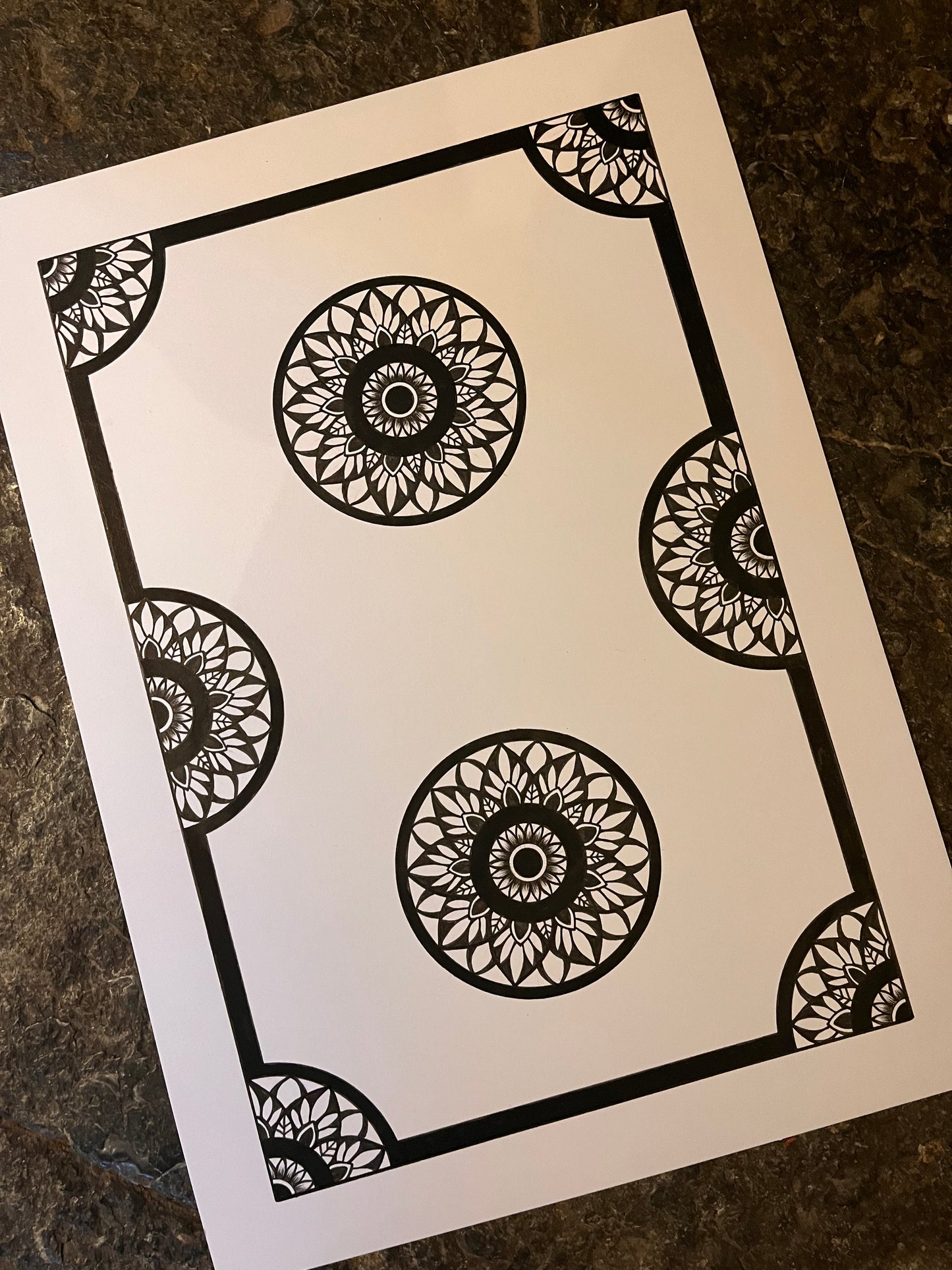 Feyre, Original Hand Drawn A4 Gold Leaf Mandala