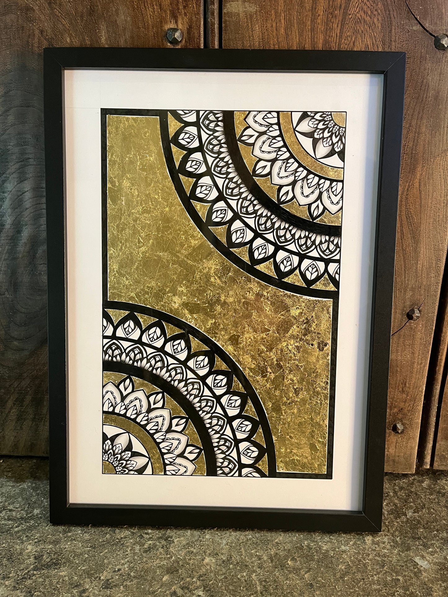 Quintessence, Original Hand Drawn Gold Leaf A3 Mandala