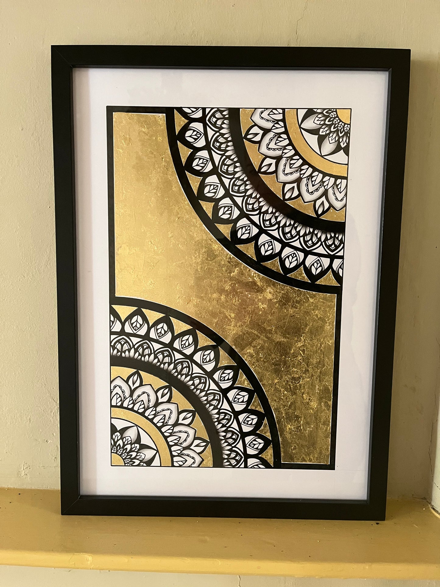 Quintessence, Original Hand Drawn Gold Leaf A3 Mandala