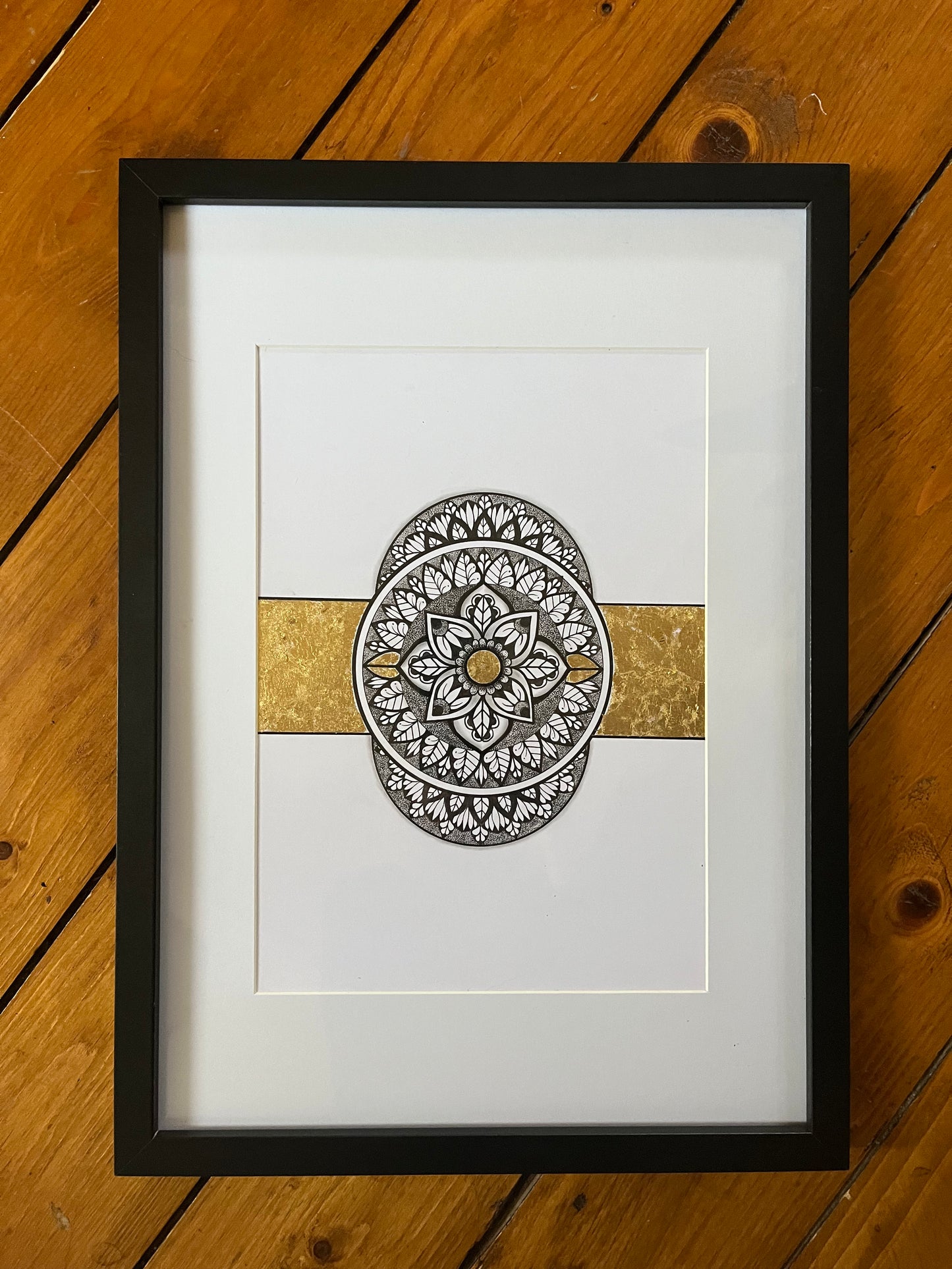 Lenity, Original Hand Drawn Gold Leaf A4 Mandala