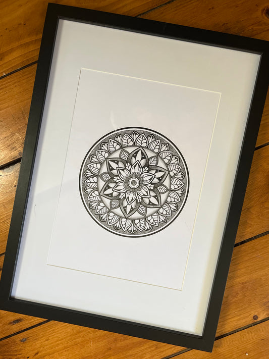 Ethereal, Original Hand Drawn A4 Mandala