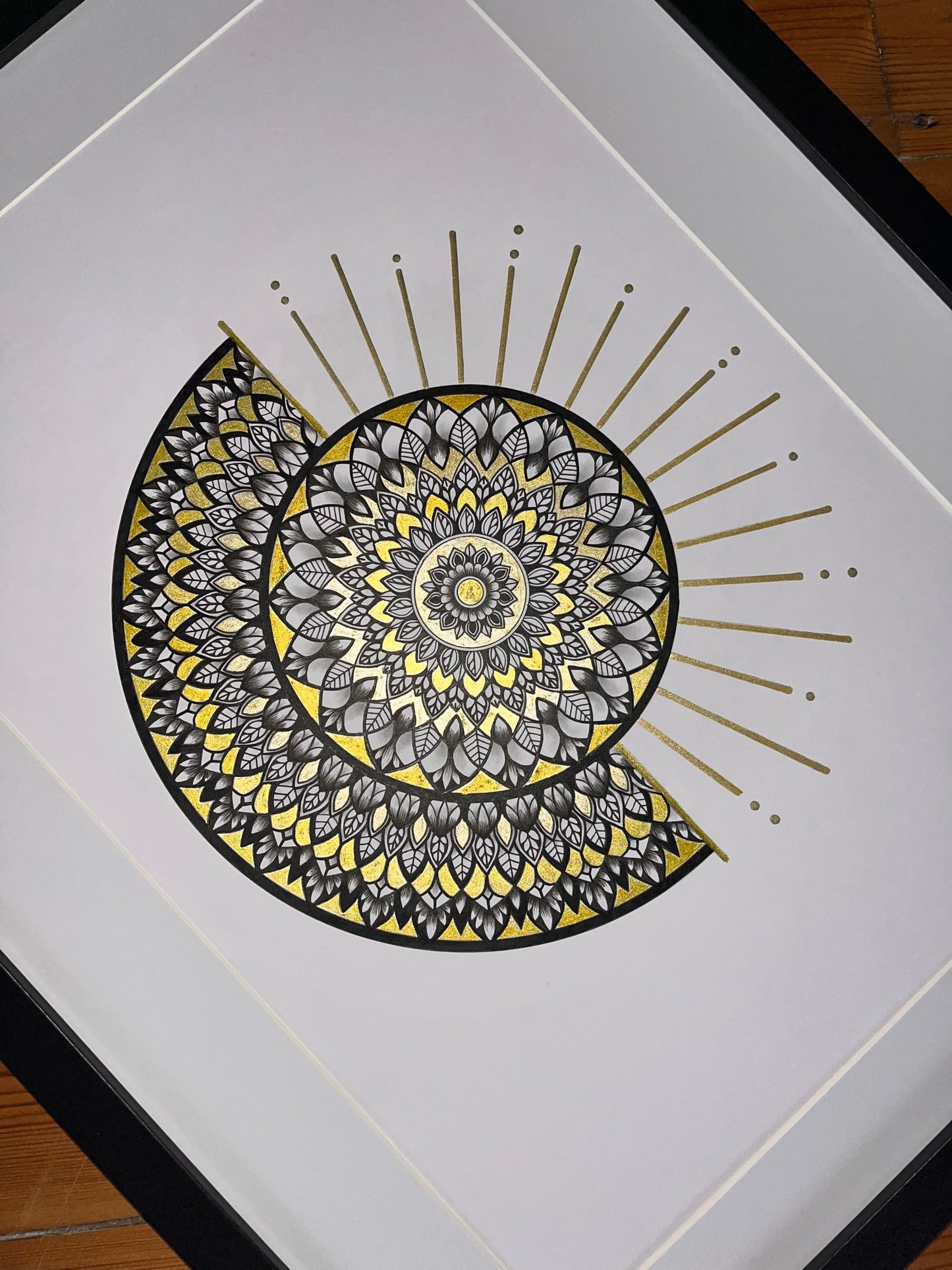 Aurora, Original Hand Drawn A3 Mandala