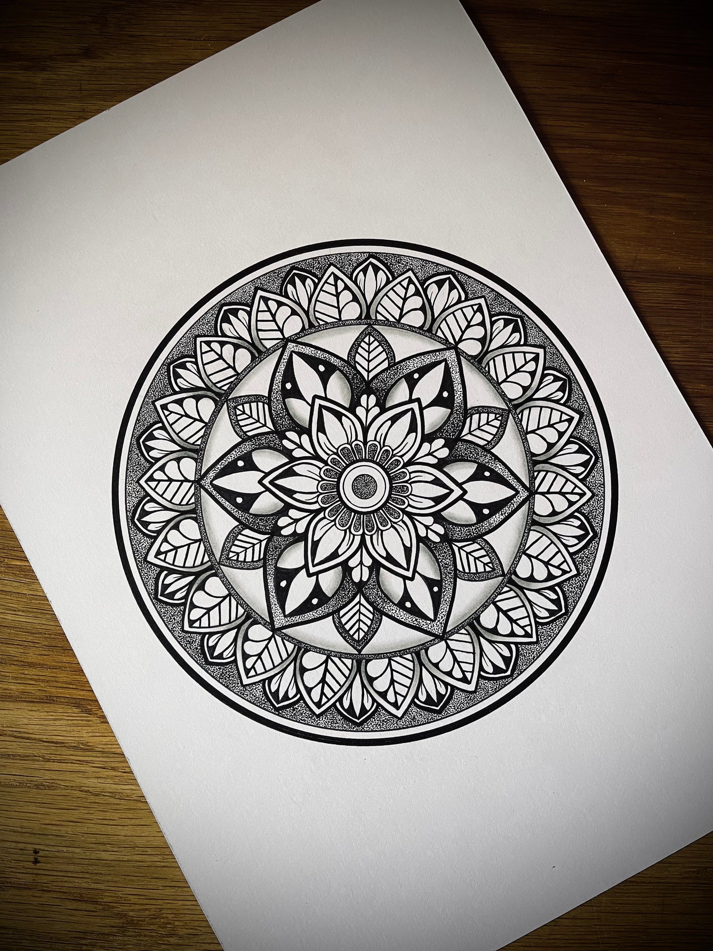 Ethereal, Original Hand Drawn A4 Mandala