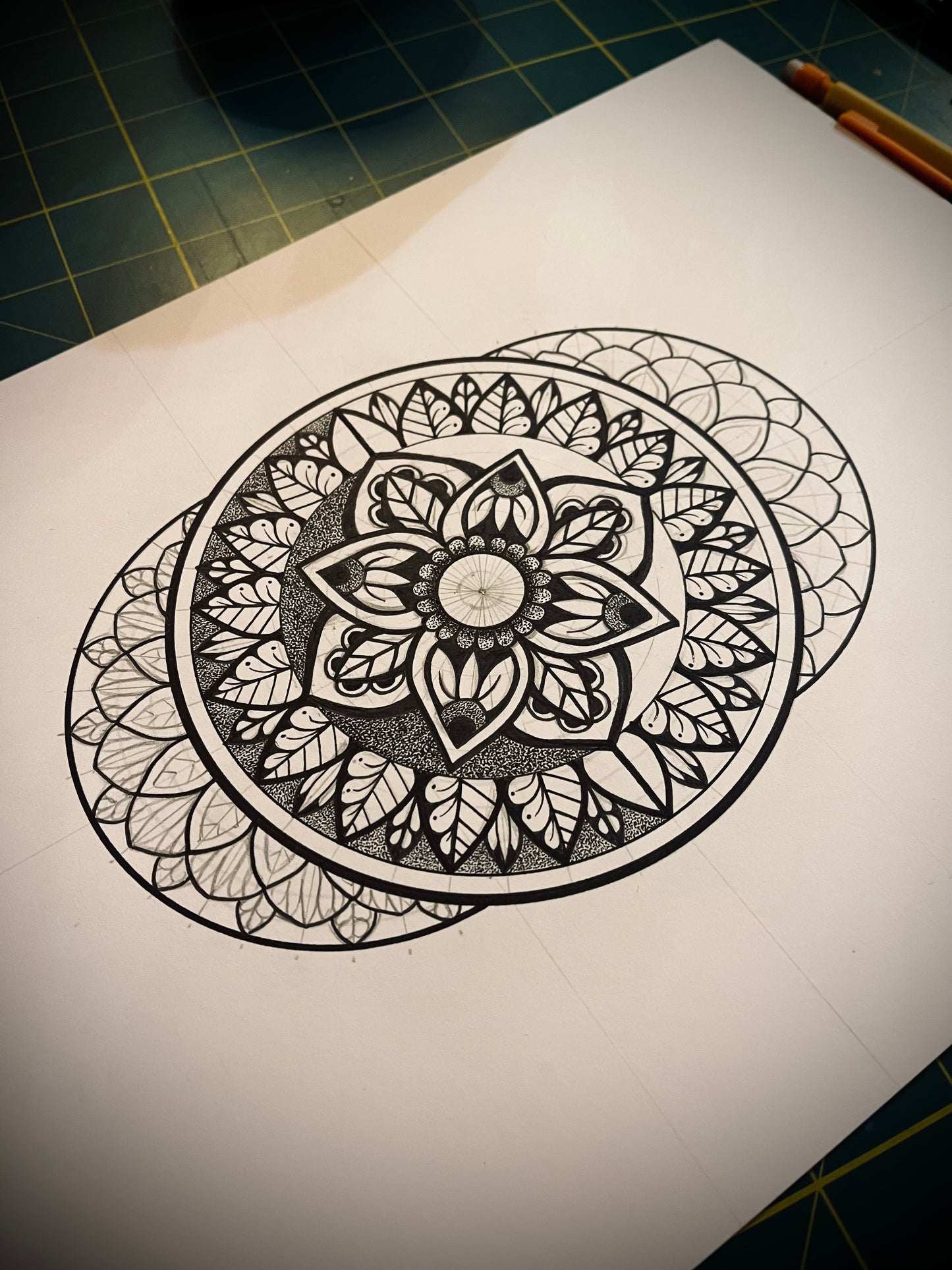 Lenity, Original Hand Drawn Gold Leaf A4 Mandala