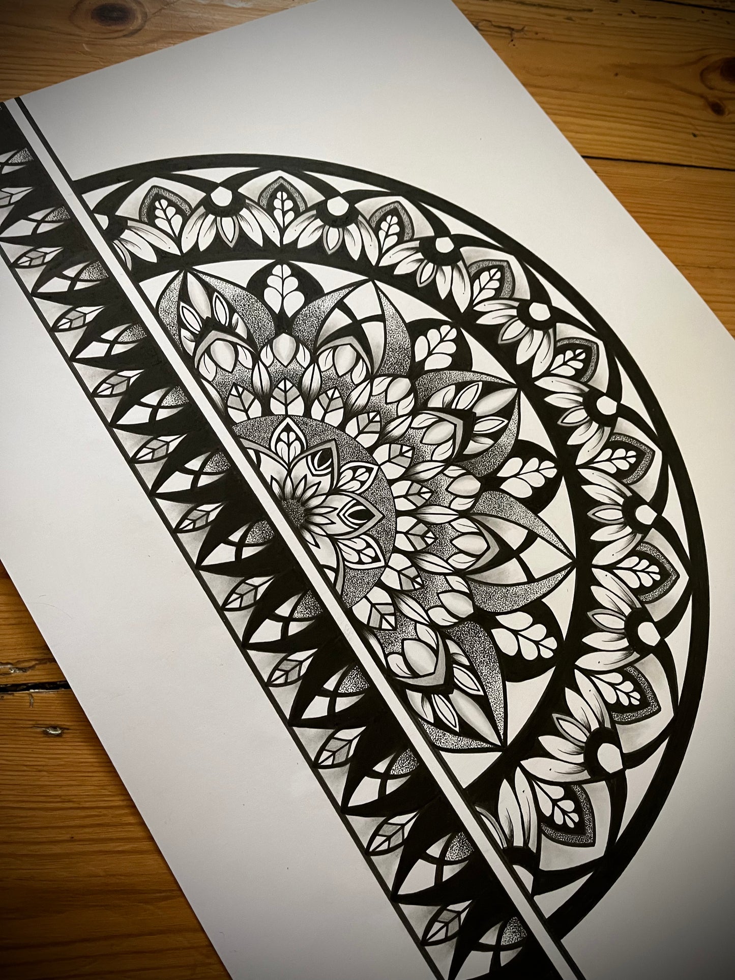 Ikigai, Original Hand Drawn A3 Mandala
